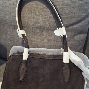 Madewell Top-Zip Mini Suede Shoulder Bag With Keychain Dark Carob